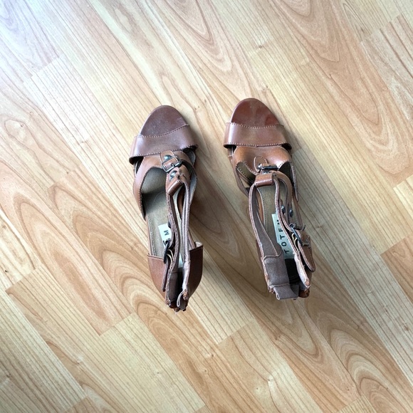 TOTEM Italian strappy brown sandals 39 - Picture 3 of 7